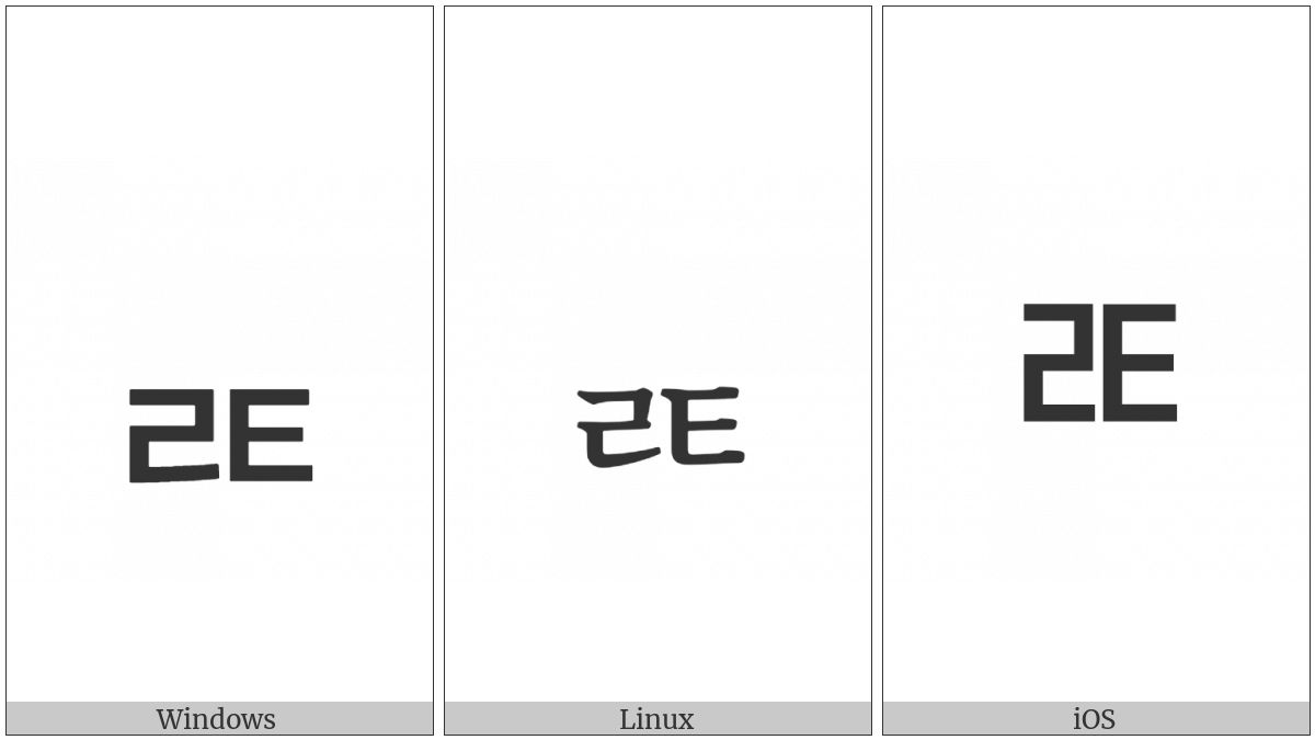 Hangul Jongseong Rieul-Thieuth on various operating systems