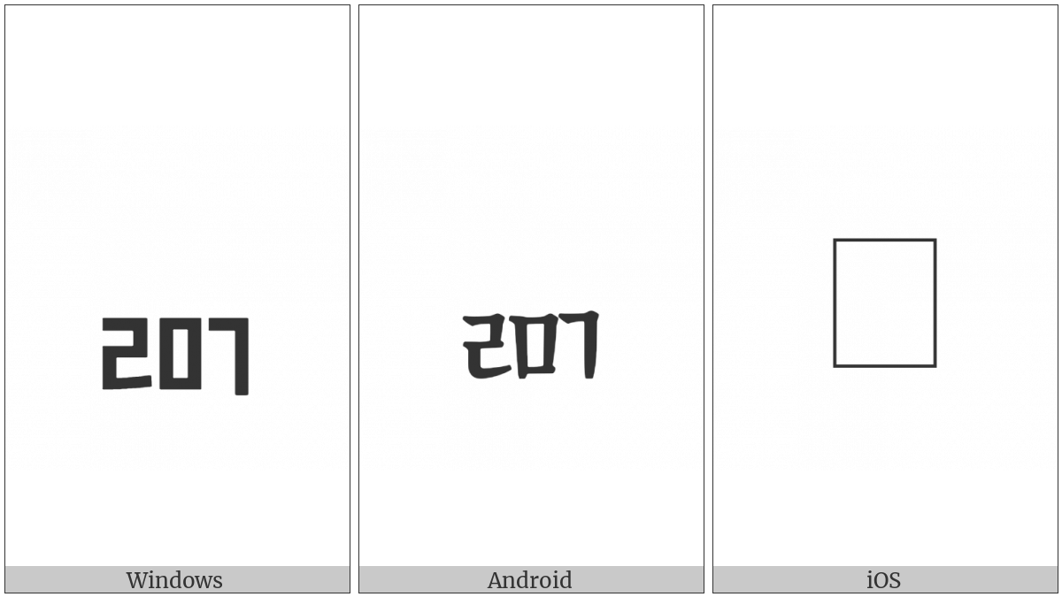 Hangul Jongseong Rieul-Mieum-Kiyeok on various operating systems