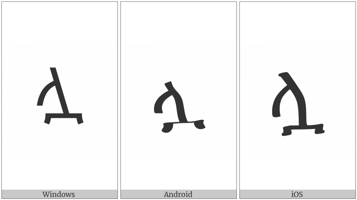 Ethiopic Syllable Lwa on various operating systems