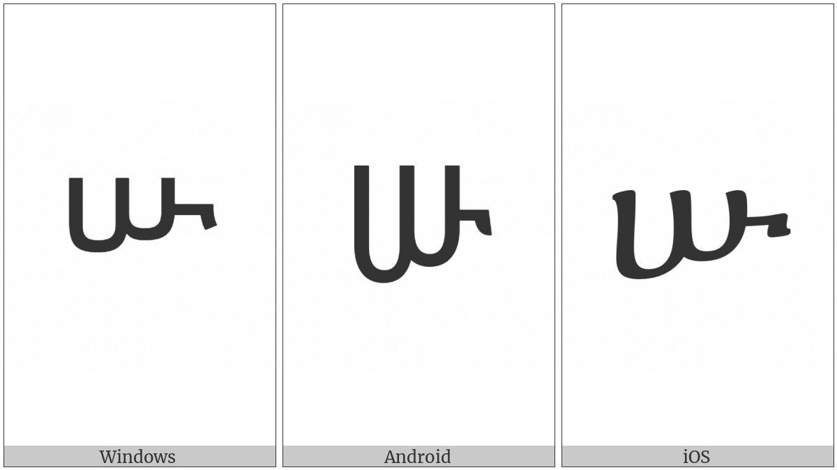 Ethiopic Syllable Szu on various operating systems