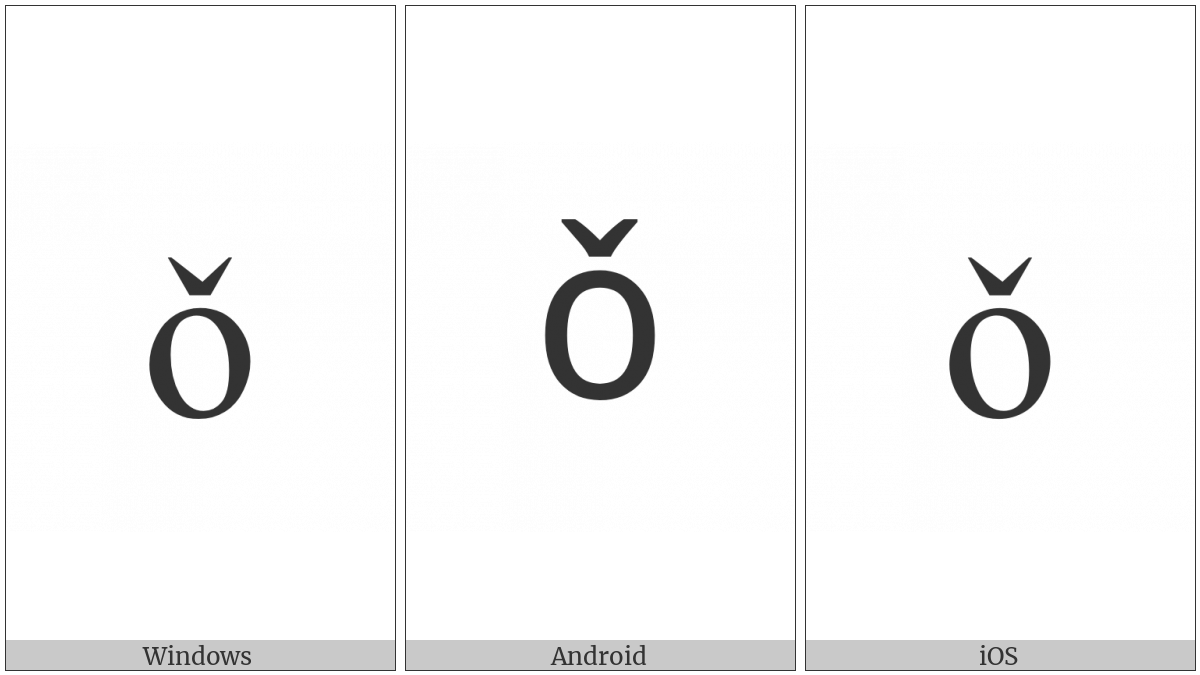 Latin Small Letter O With Caron on various operating systems