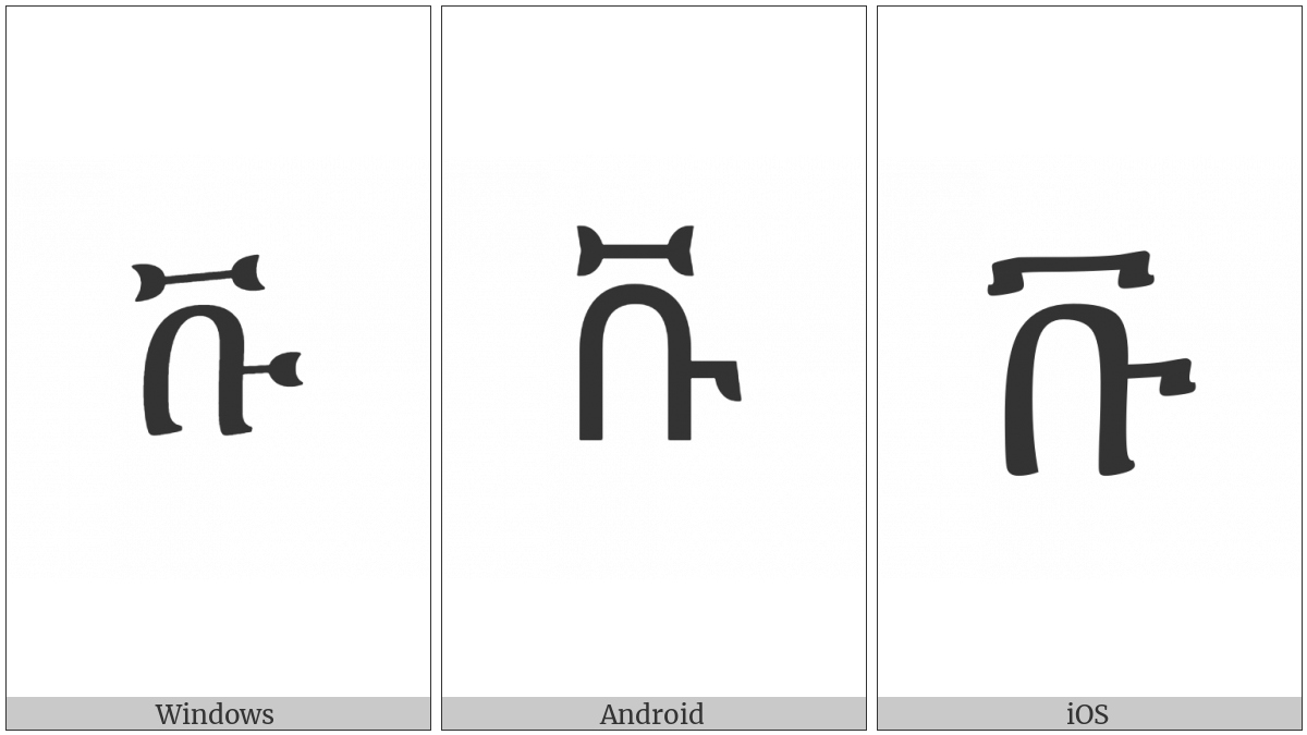 Ethiopic Syllable Vu on various operating systems