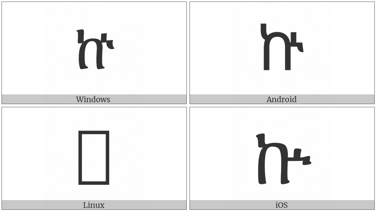 Ethiopic Syllable Kwe on various operating systems