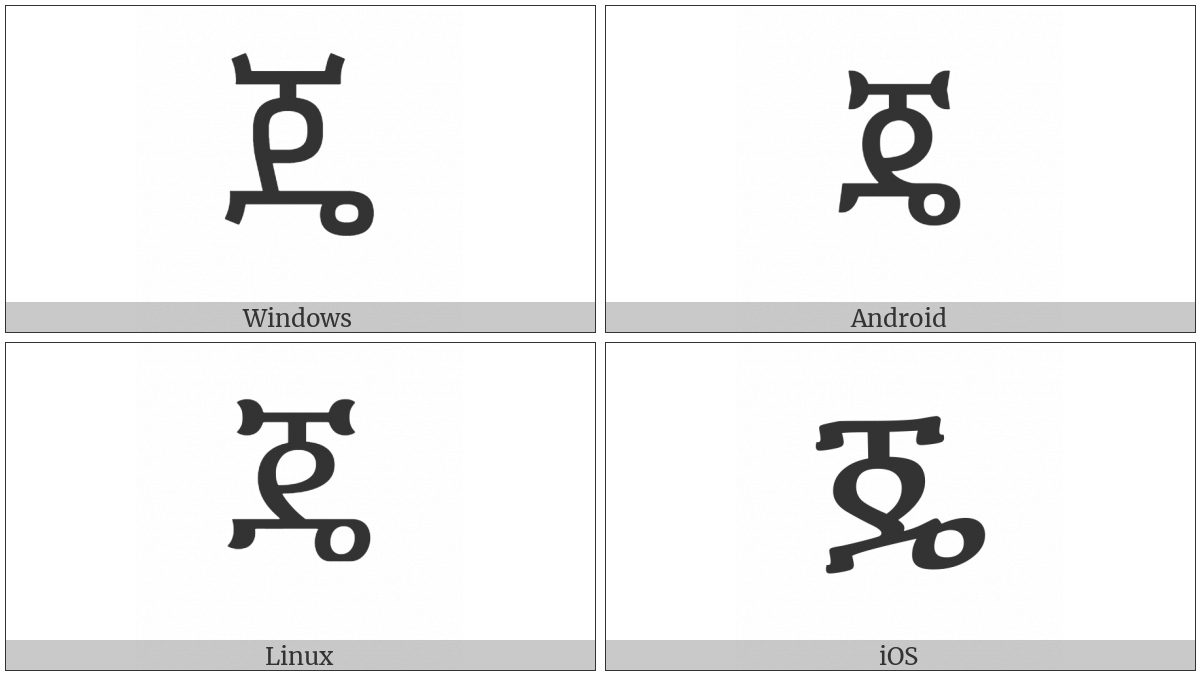 Ethiopic Syllable Jee on various operating systems