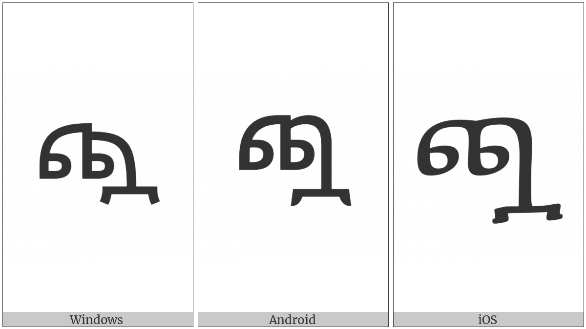 Ethiopic Syllable Chwa on various operating systems