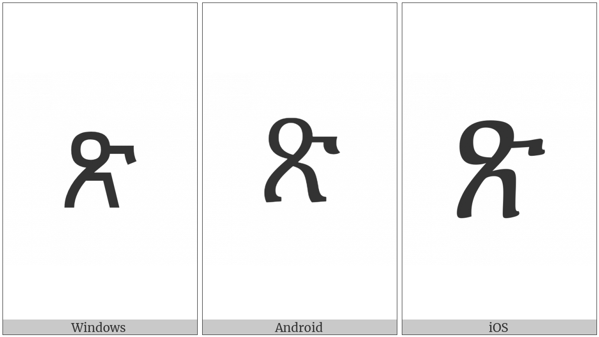 Ethiopic Syllable Tse on various operating systems