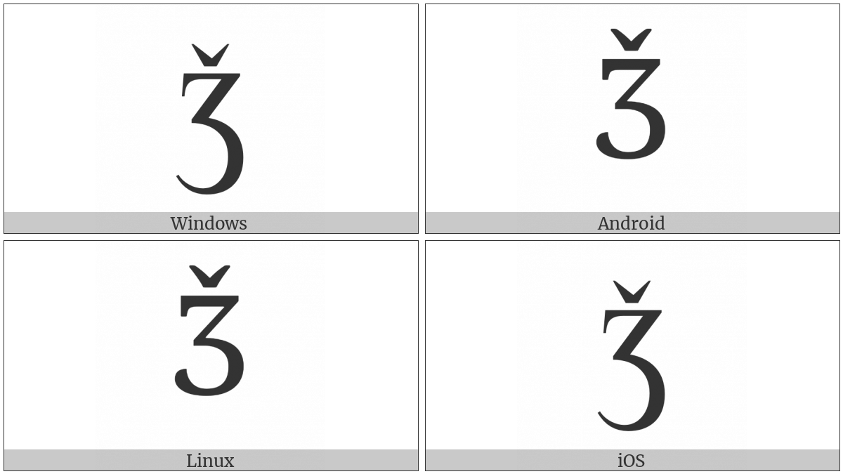 Latin Capital Letter Ezh With Caron on various operating systems