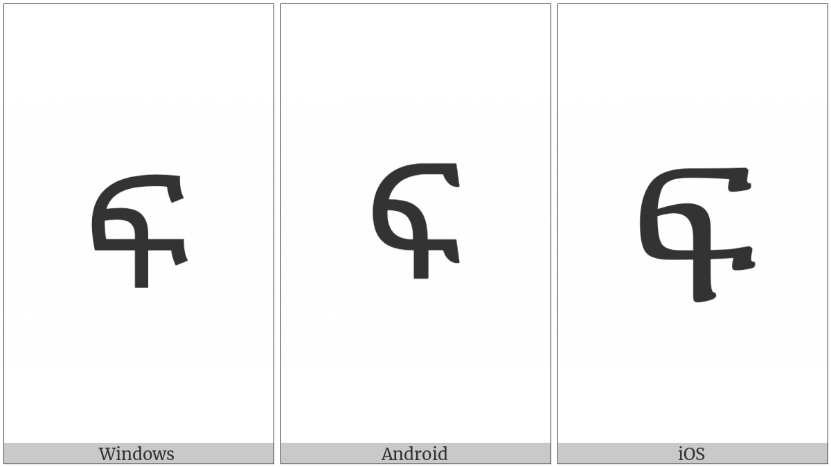 Ethiopic Syllable Fe on various operating systems