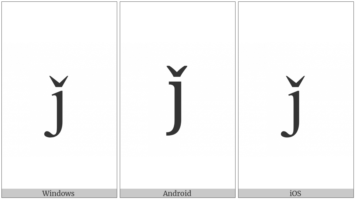 Latin Small Letter J With Caron on various operating systems