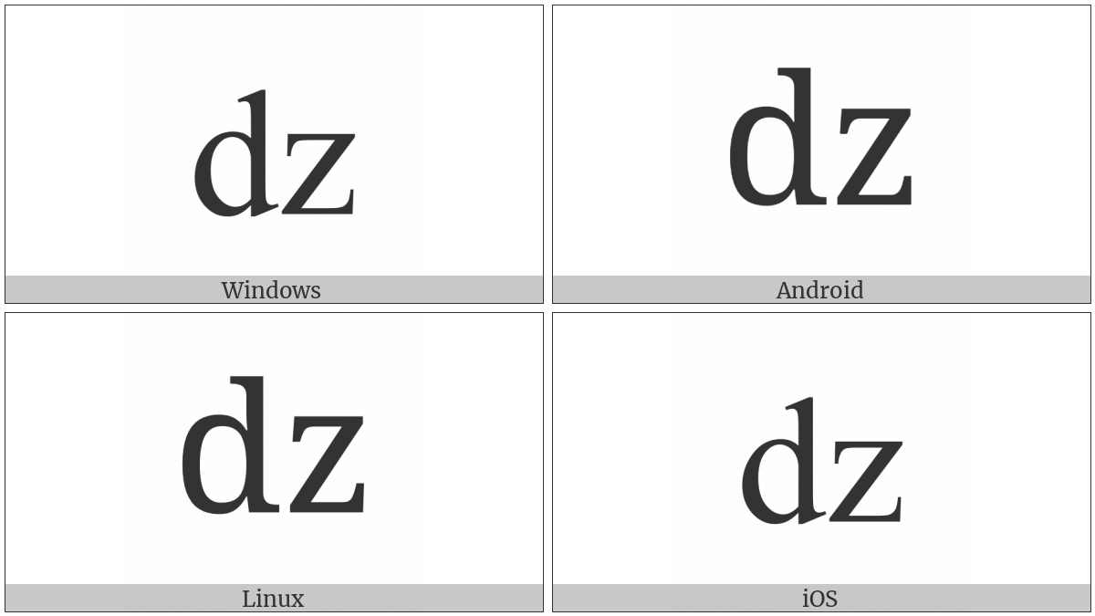 Latin Small Letter Dz on various operating systems