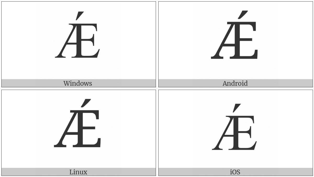 Latin Capital Letter Ae With Acute on various operating systems