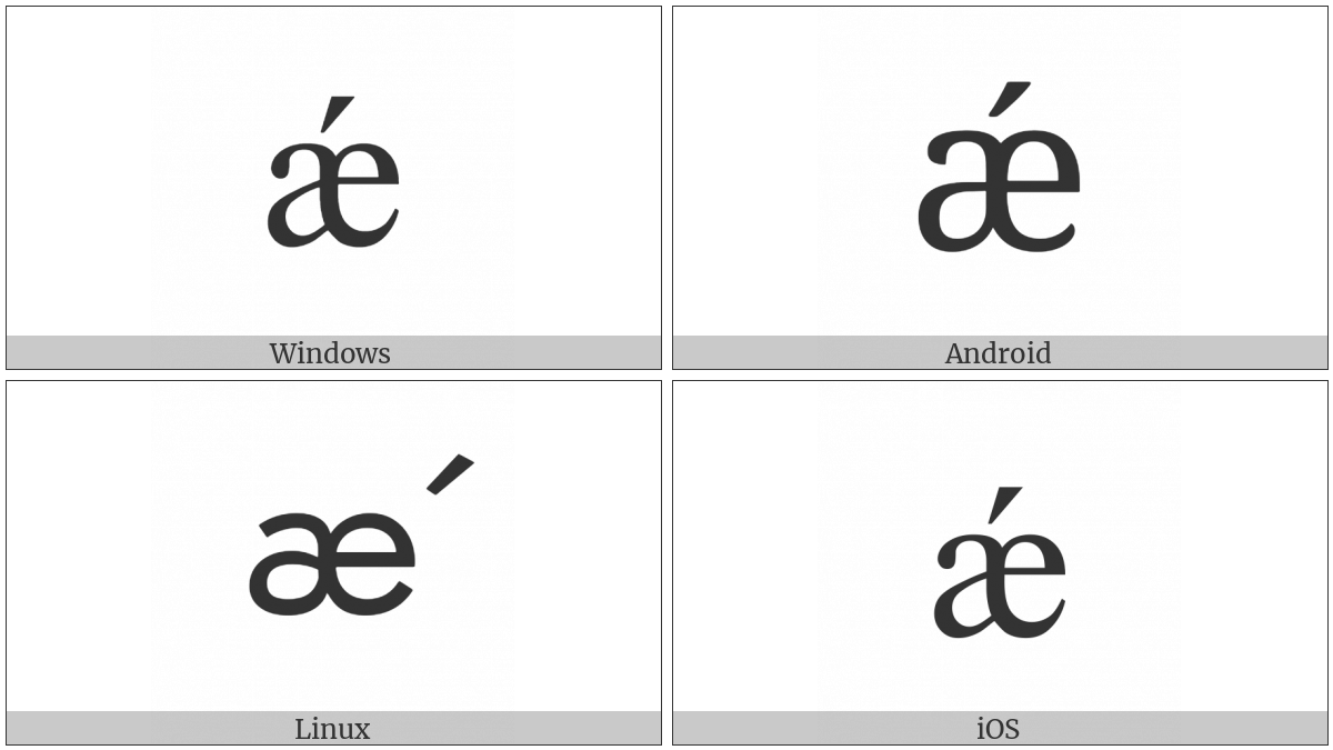 Latin Small Letter Ae With Acute on various operating systems