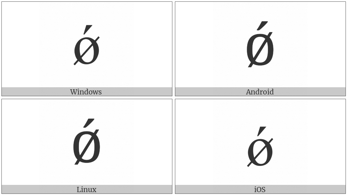 Latin Small Letter O With Stroke And Acute on various operating systems