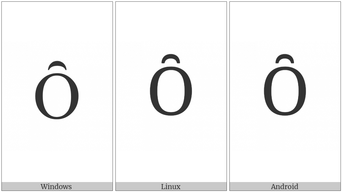 Latin Capital Letter O With Inverted Breve on various operating systems