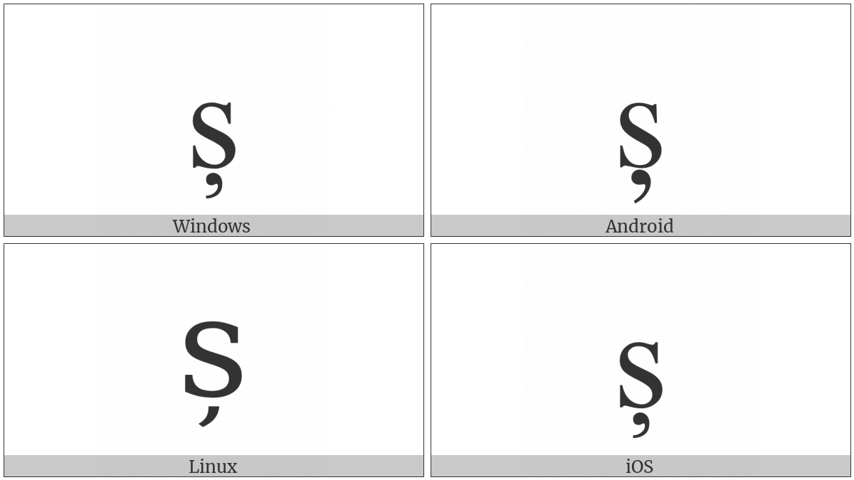 Latin Small Letter S With Comma Below on various operating systems