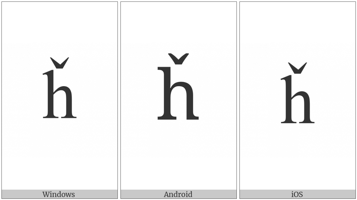 Latin Small Letter H With Caron on various operating systems