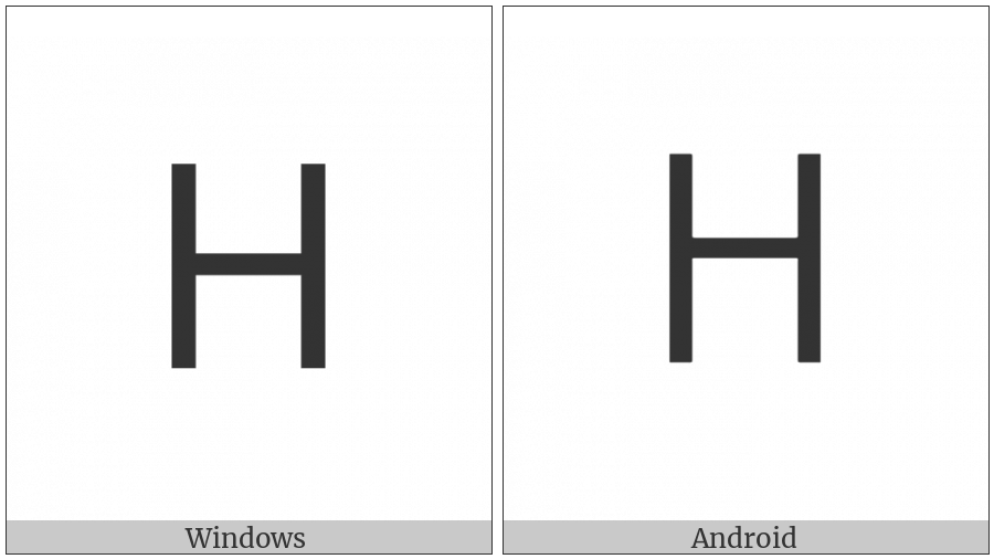 Canadian Syllabics Nunavut H on various operating systems