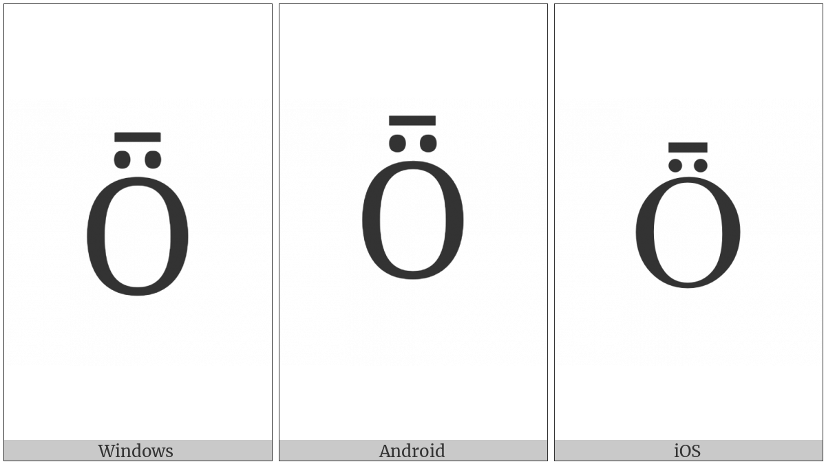 Latin Capital Letter O With Diaeresis And Macron on various operating systems