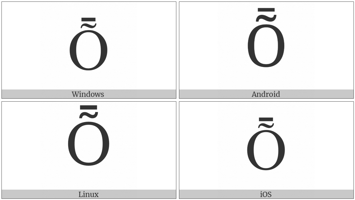 Latin Capital Letter O With Tilde And Macron on various operating systems