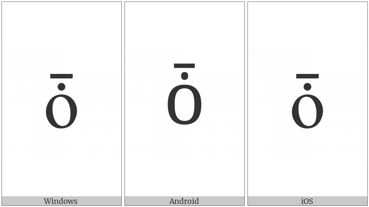 Latin Small Letter O With Dot Above And Macron on various operating systems