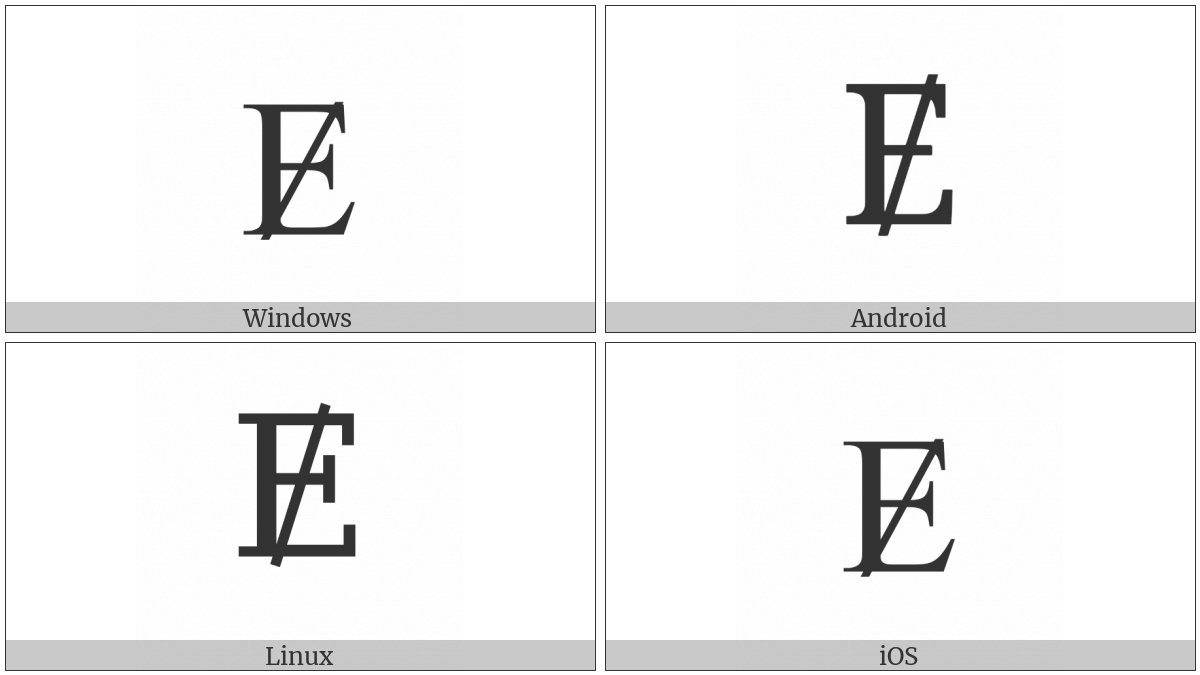 Latin Capital Letter E With Stroke on various operating systems