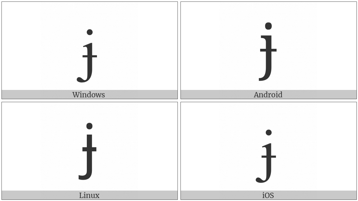 Latin Small Letter J With Stroke on various operating systems