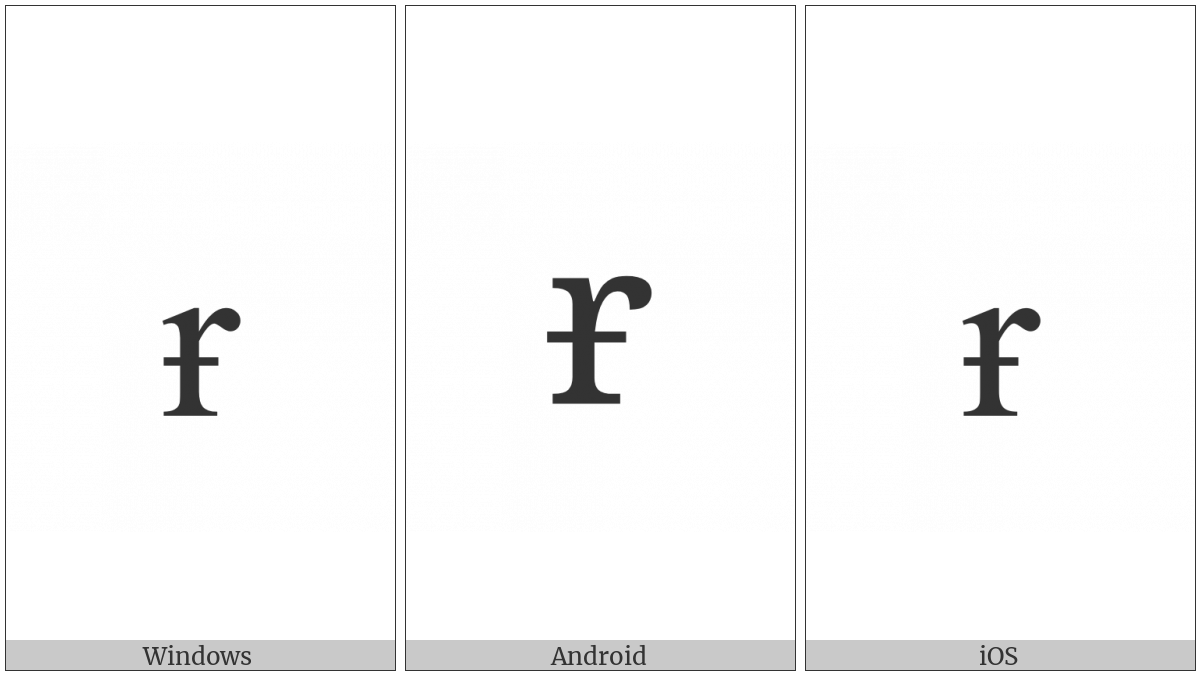 Latin Small Letter R With Stroke on various operating systems