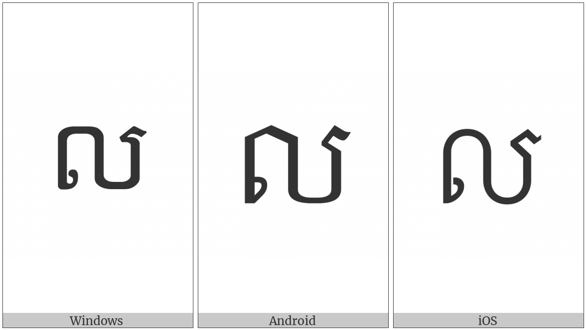 Khmer Letter Lo on various operating systems