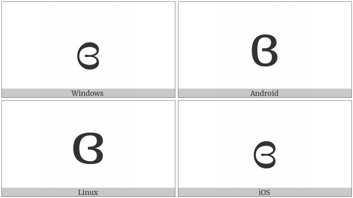 Latin Small Letter Closed Reversed Open E on various operating systems