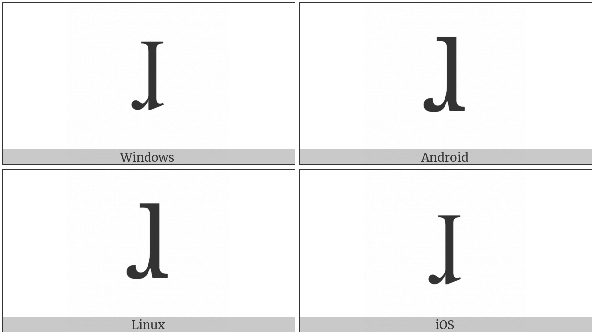 Latin Small Letter Turned R With Long Leg on various operating systems