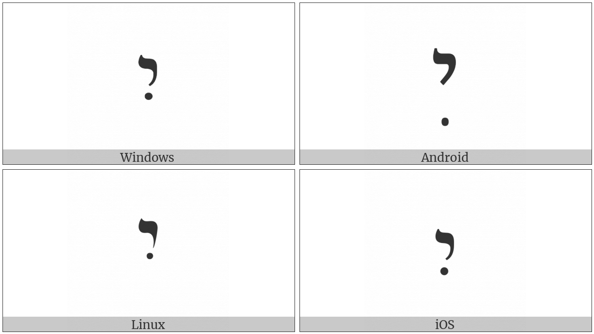 Hebrew Letter Yod With Hiriq on various operating systems