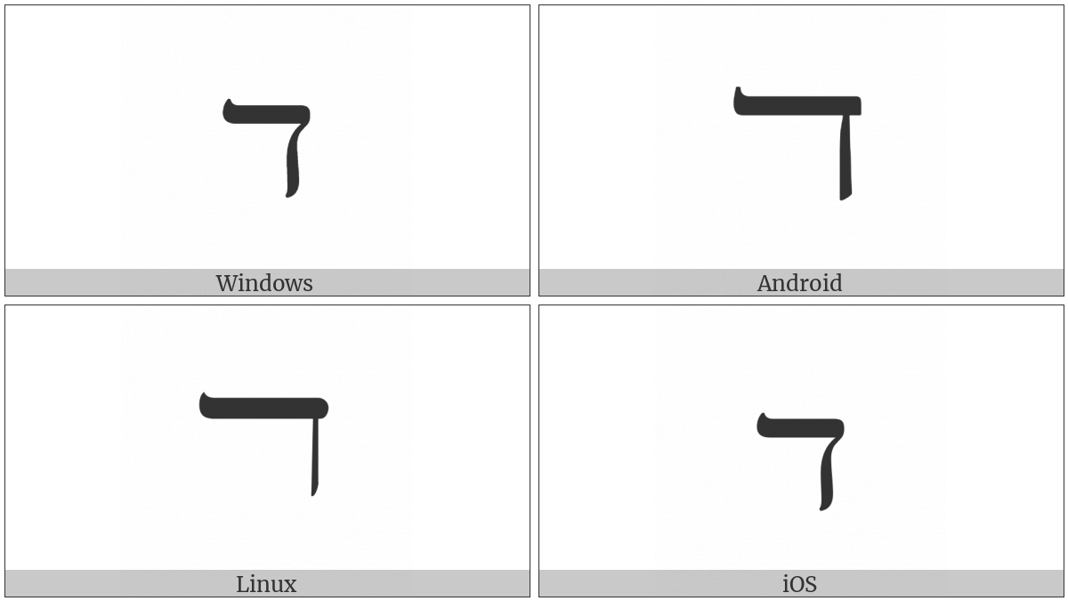 Hebrew Letter Wide Dalet on various operating systems