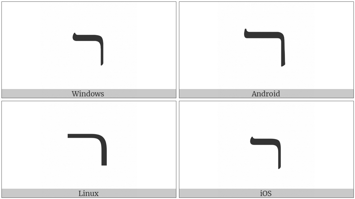 Hebrew Letter Wide Resh on various operating systems