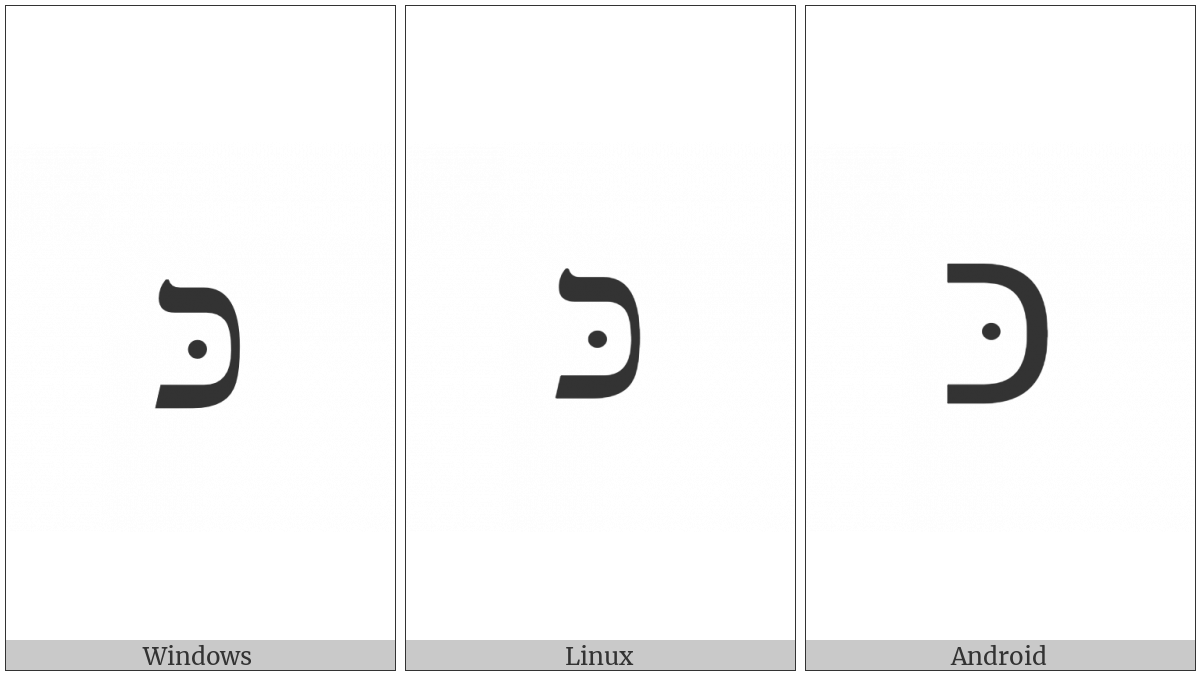 Hebrew Letter Kaf With Dagesh on various operating systems