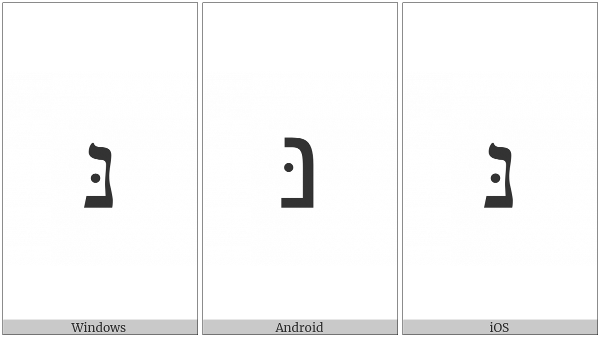 Hebrew Letter Nun With Dagesh on various operating systems