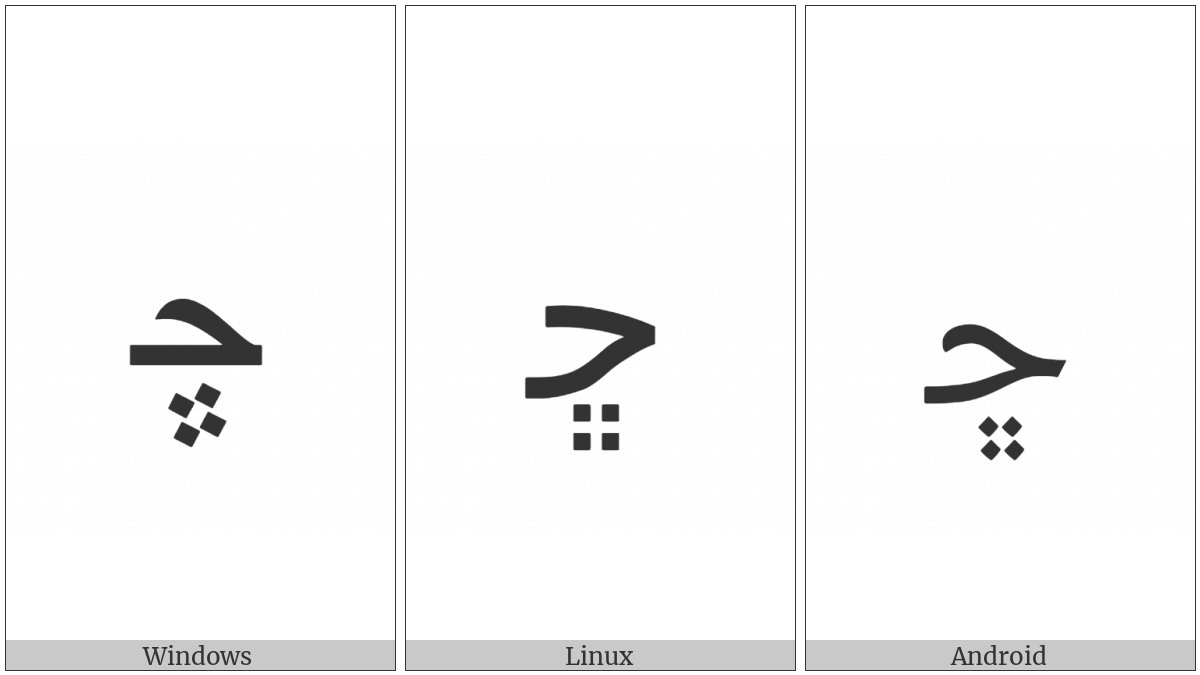 Arabic Letter Tcheheh Initial Form on various operating systems