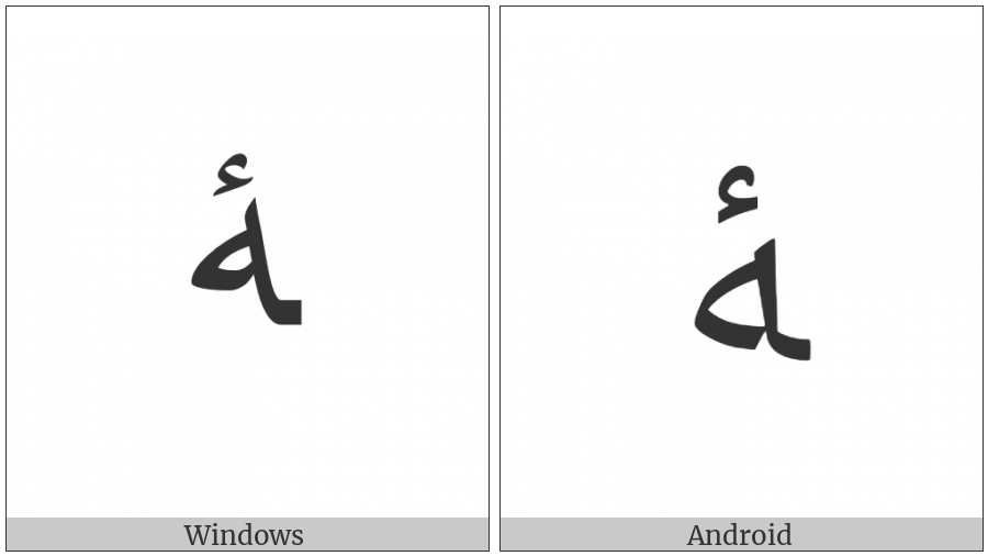 Arabic Letter Heh With Yeh Above Final Form on various operating systems