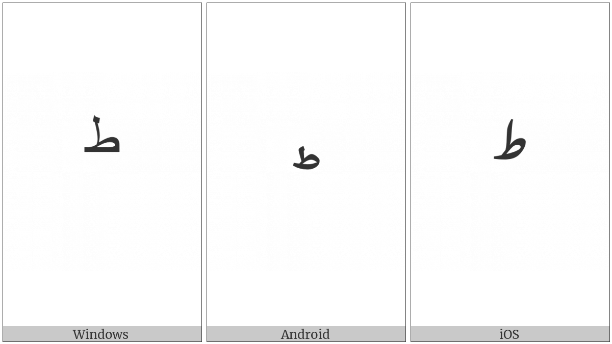 Arabic Symbol Small Tah Above on various operating systems
