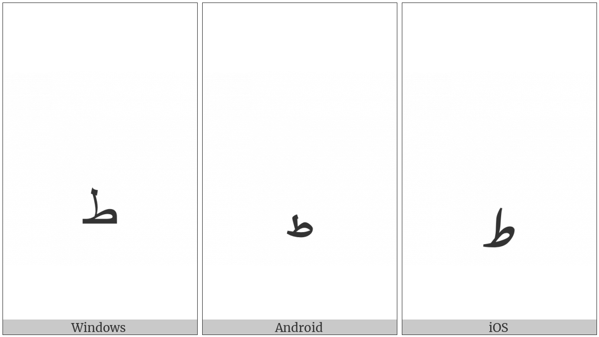 Arabic Symbol Small Tah Below on various operating systems