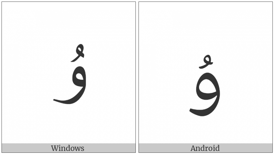 Arabic Letter U Isolated Form on various operating systems