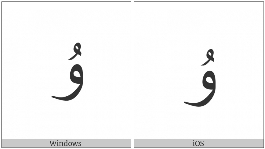 Arabic Letter U Final Form on various operating systems