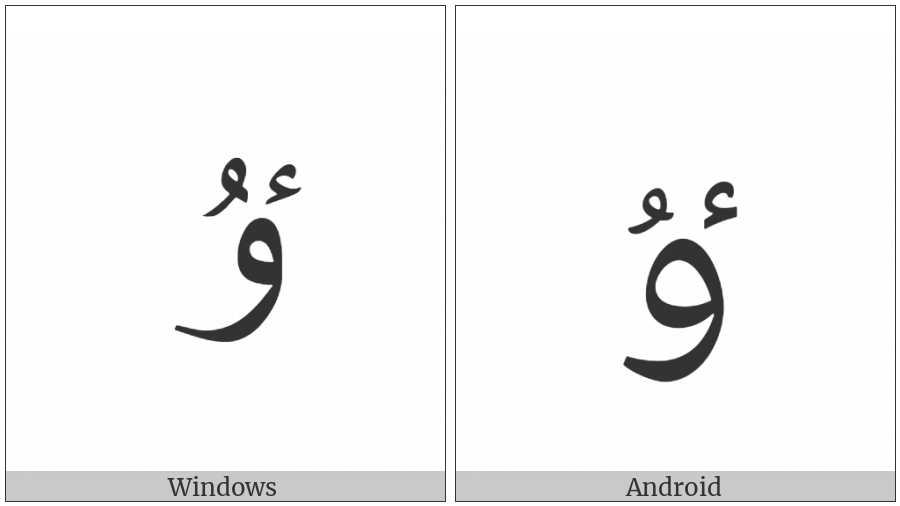 Arabic Letter U With Hamza Above Isolated Form on various operating systems