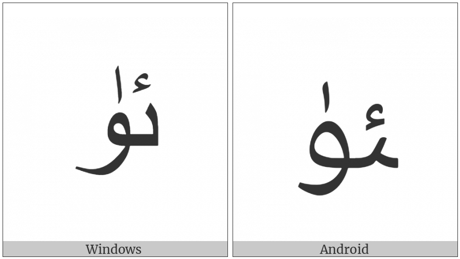 Arabic Ligature Yeh With Hamza Above With Yu Final Form on various operating systems