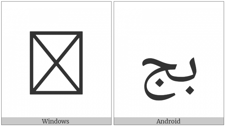 Arabic Ligature Beh With Jeem Isolated Form on various operating systems