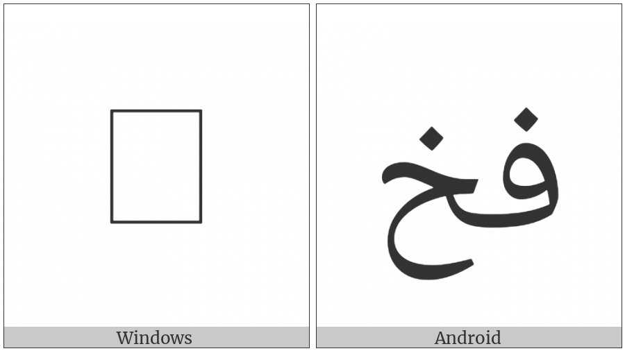 Arabic Ligature Feh With Khah Isolated Form on various operating systems