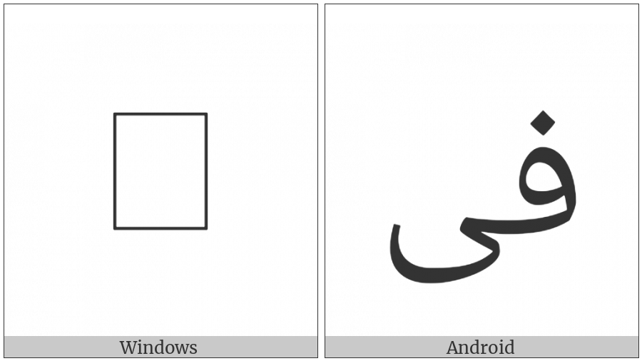 Arabic Ligature Feh With Alef Maksura Isolated Form on various operating systems