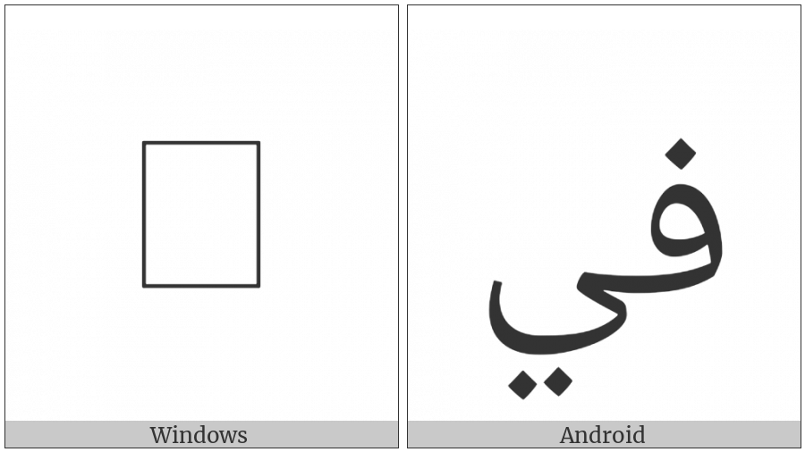 Arabic Ligature Feh With Yeh Isolated Form on various operating systems