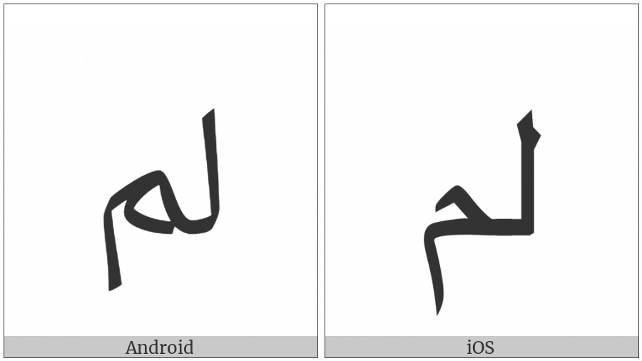 Arabic Ligature Lam With Meem Isolated Form on various operating systems