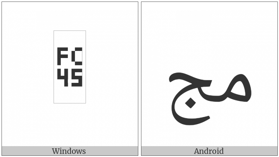 Arabic Ligature Meem With Jeem Isolated Form on various operating systems