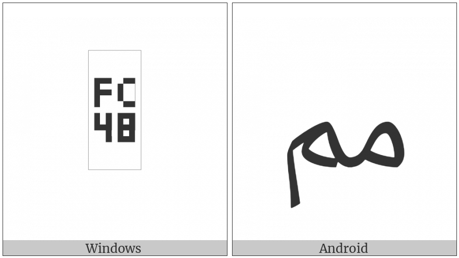 Arabic Ligature Meem With Meem Isolated Form on various operating systems